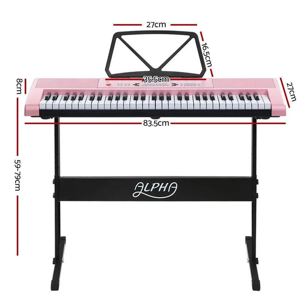 Alpha 61 Key Lighted Electronic Piano Keyboard LED Electric Holder Music Stand Deals499