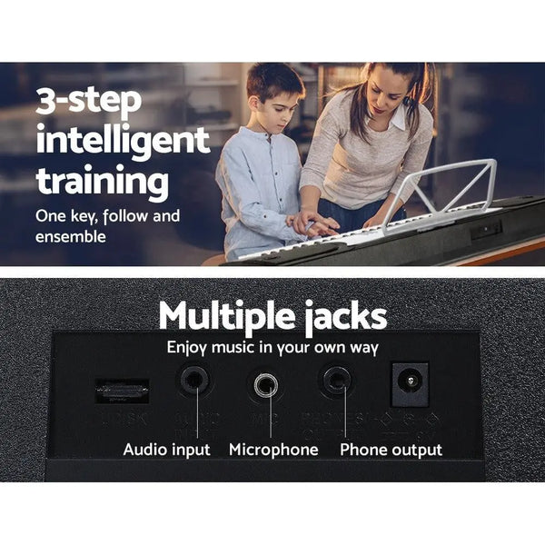 Alpha 61 Keys Electronic Piano Keyboard LED Electric Silver with Music Stand for Beginner Deals499