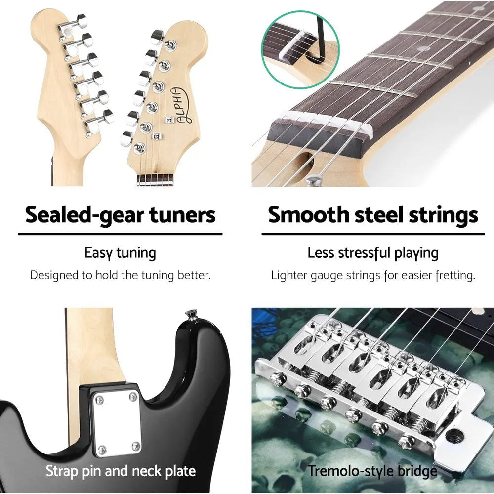 Alpha Electric Guitar Music String Instrument Rock Blue Carry Bag Steel String Deals499