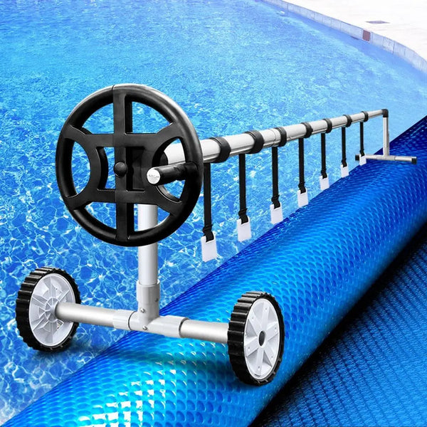 Aquabuddy Swimming Pool Cover with Roller Wheel Solar Blanket Adjustable 10 X 4m Deals499