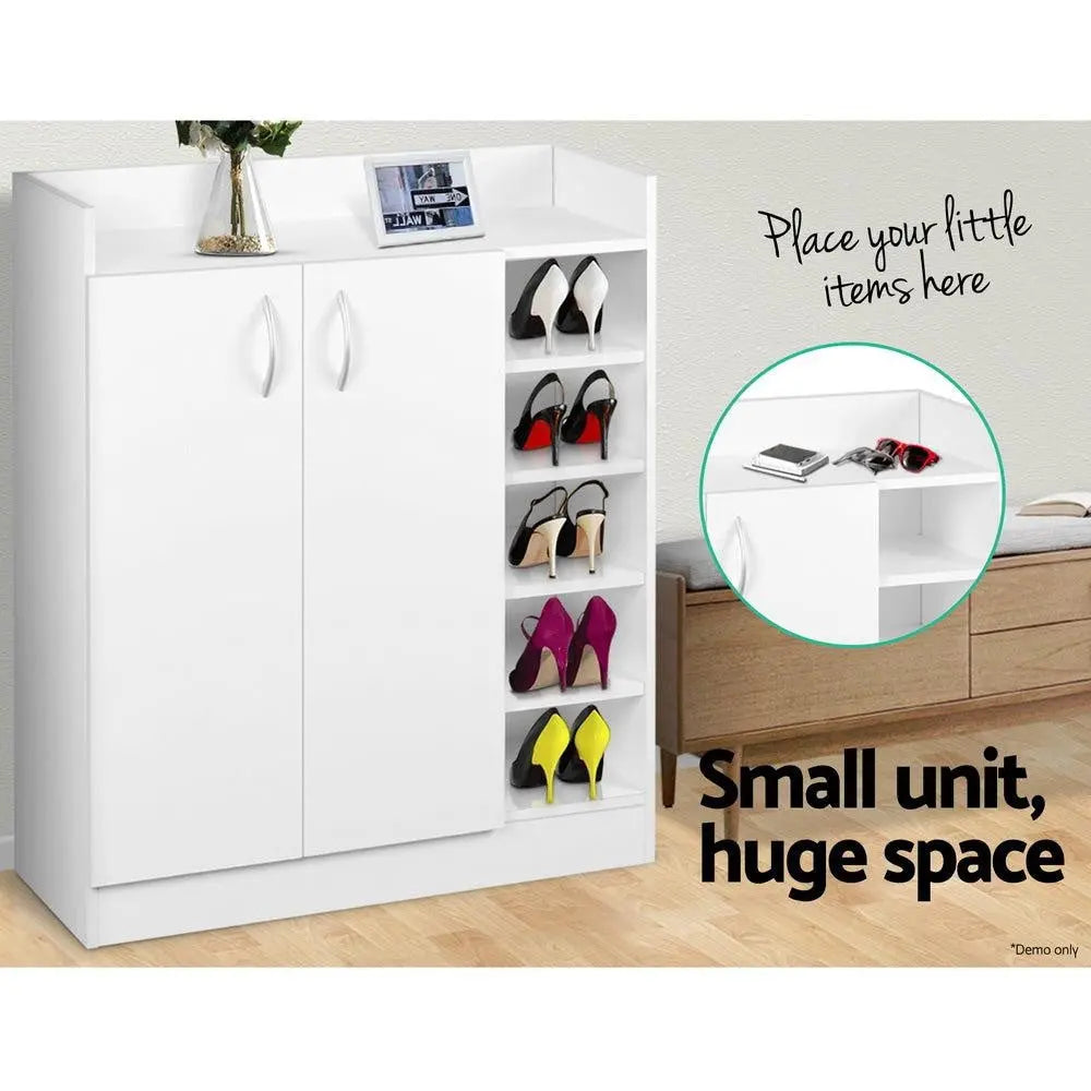 Artiss 2 Doors Shoe Cabinet Storage Cupboard - White Deals499