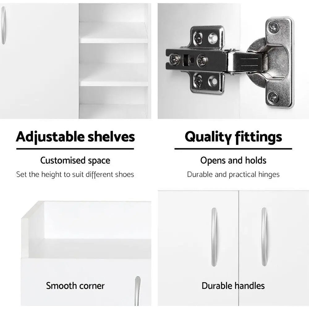 Artiss 2 Doors Shoe Cabinet Storage Cupboard - White Deals499