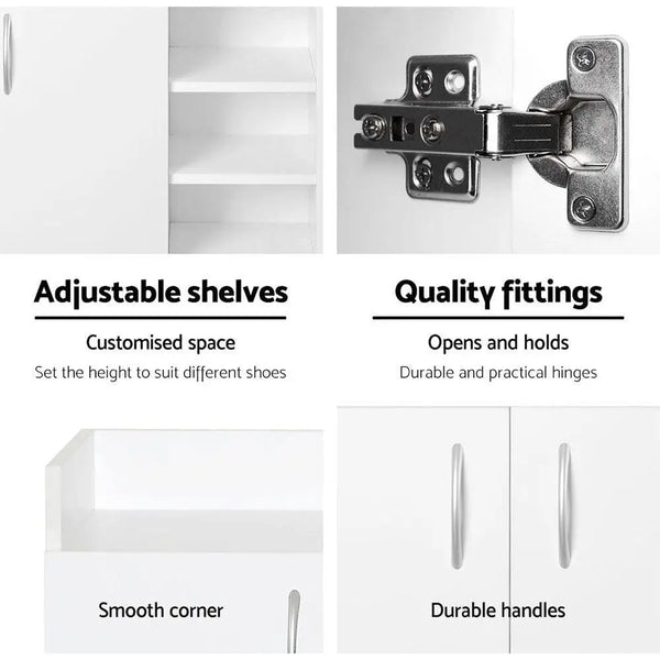 Artiss 2 Doors Shoe Cabinet Storage Cupboard - White Deals499