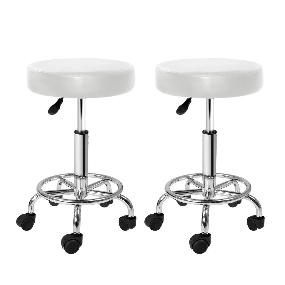 Artiss 2x Salon Stool Round Swivel Chair White from Deals499 at Deals499