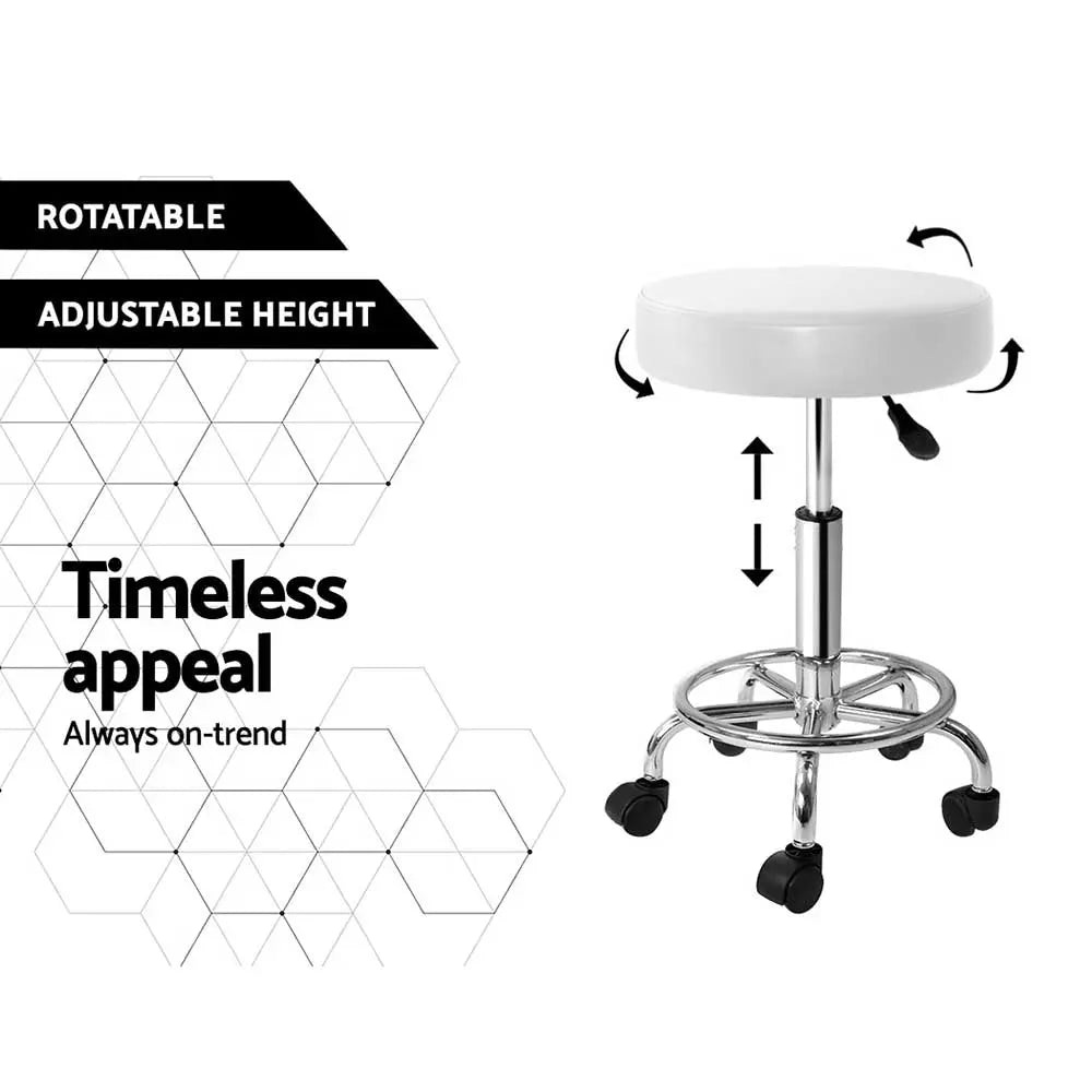 Artiss 2x Salon Stool Round Swivel Chair White from Deals499 at Deals499