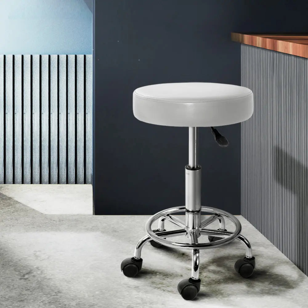 Artiss 2x Salon Stool Round Swivel Chair White from Deals499 at Deals499