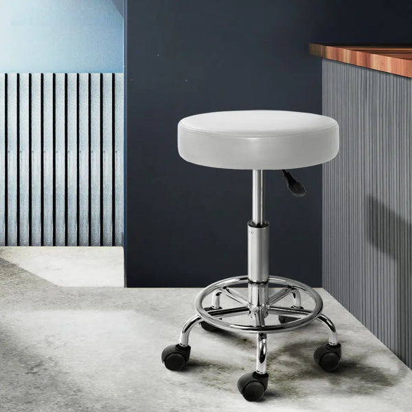 Artiss 2x Salon Stool Round Swivel Chair White from Deals499 at Deals499