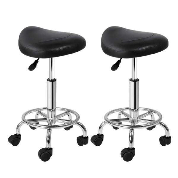 Artiss 2x Salon Stool Saddle Swivel Chair Black from Deals499 at Deals499