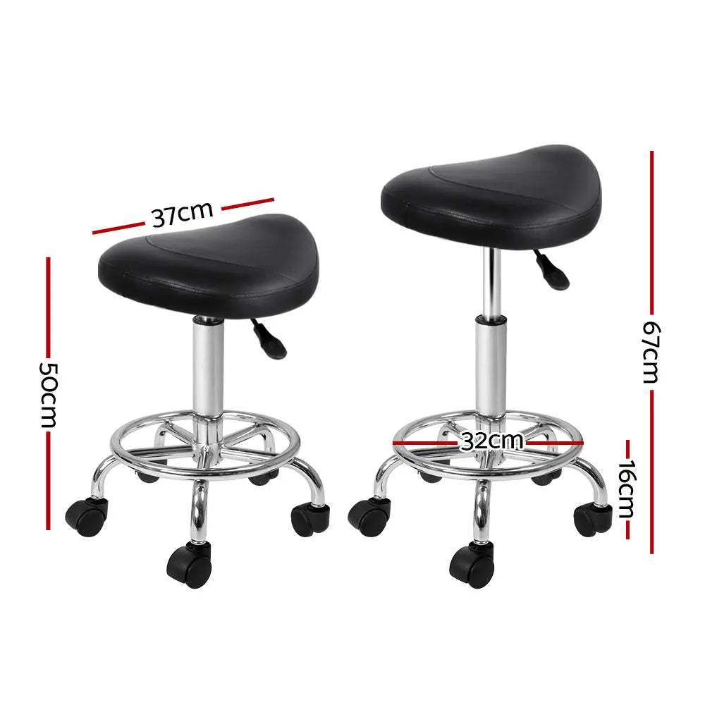 Artiss 2x Salon Stool Saddle Swivel Chair Black from Deals499 at Deals499