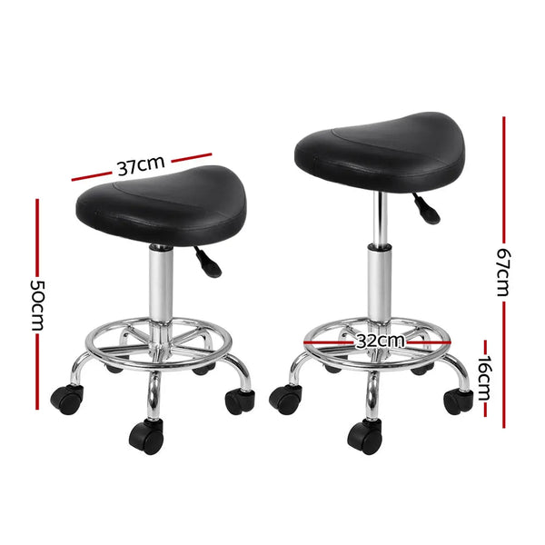 Artiss 2x Salon Stool Saddle Swivel Chair Black from Deals499 at Deals499