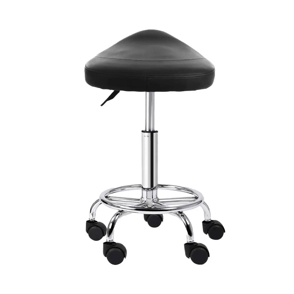 Artiss 2x Salon Stool Saddle Swivel Chair Black from Deals499 at Deals499