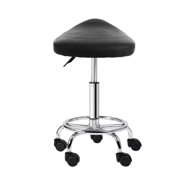 Artiss 2x Salon Stool Saddle Swivel Chair Black from Deals499 at Deals499