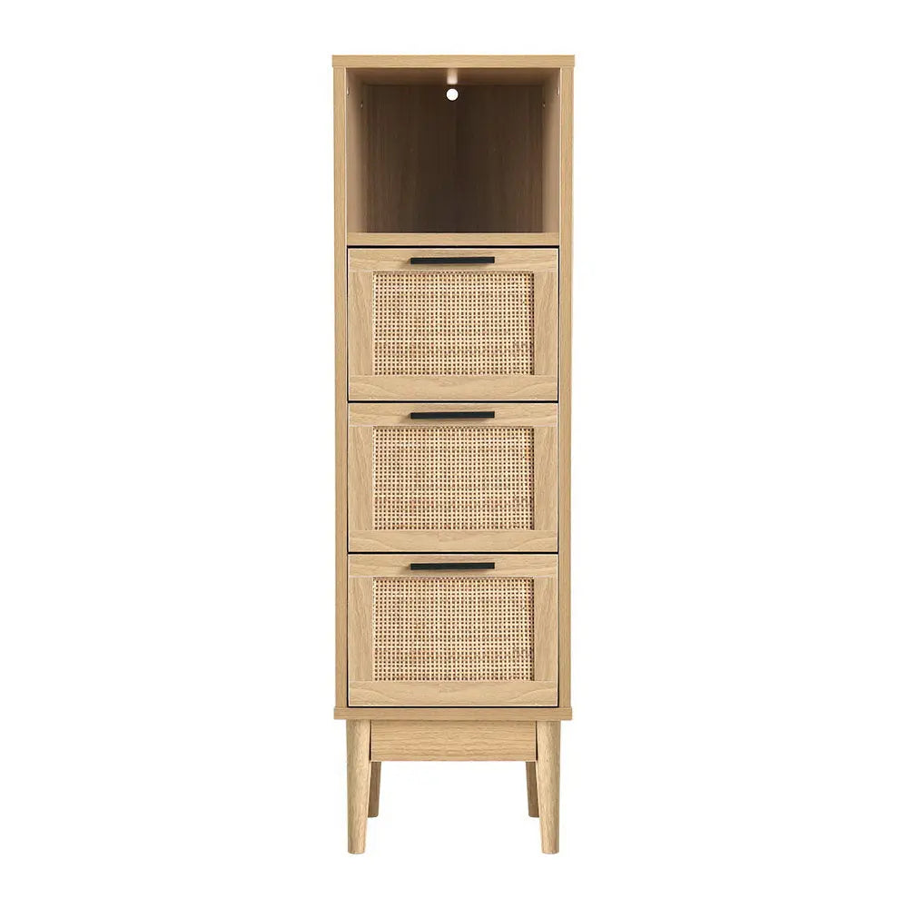 Artiss 3 Chest of Drawers Rattan Furniture Cabinet Storage Side End Table Shelf Deals499