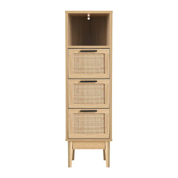 Artiss 3 Chest of Drawers Rattan Furniture Cabinet Storage Side End Table Shelf Deals499