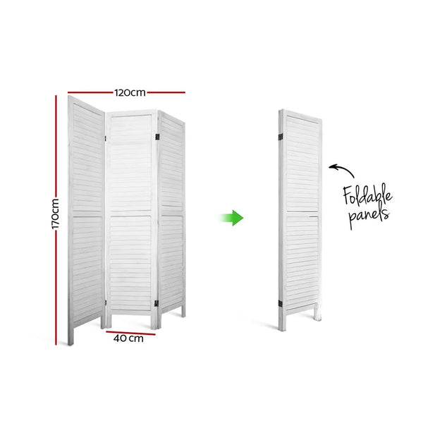 Artiss 3 Panel Room Divider Screen Privacy Wood Dividers Timber Stand White Deals499