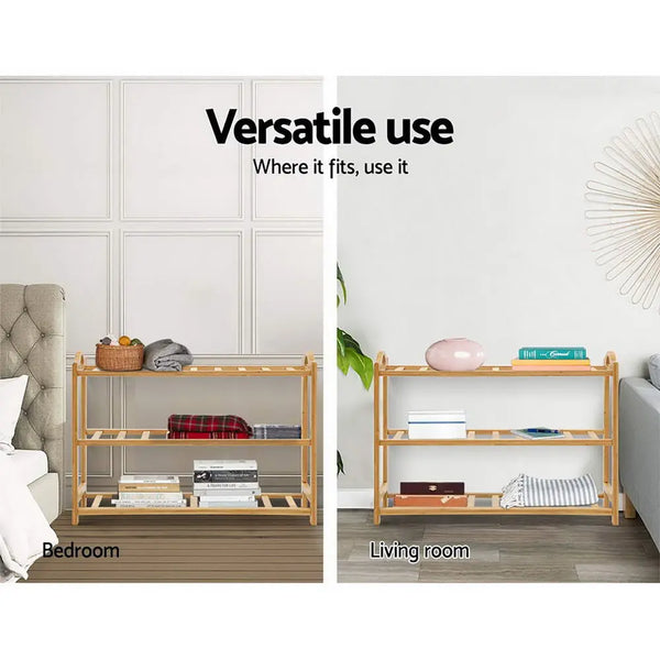 Artiss 3 Tiers Bamboo Shoe Rack Storage Organiser Wooden Shelf Stand Shelves Deals499
