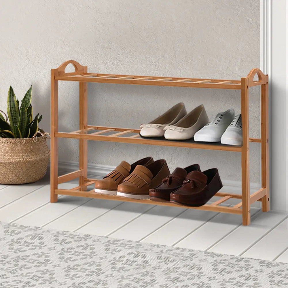 Artiss 3 Tiers Bamboo Shoe Rack Storage Organiser Wooden Shelf Stand Shelves Deals499