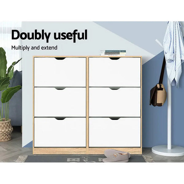 Artiss 36 Pairs Shoe Cabinet Rack Organiser Storage Shelf Wooden Deals499