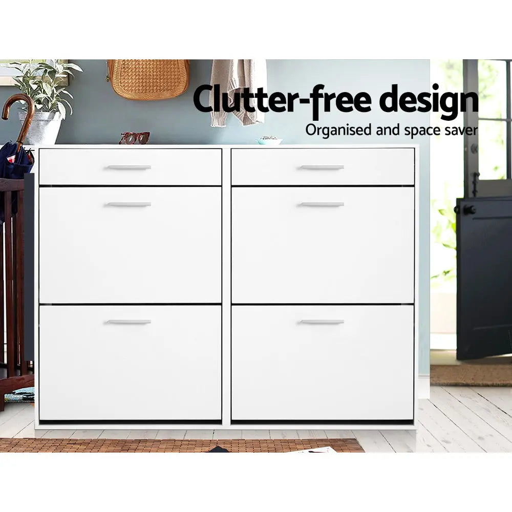 Artiss 36 Pairs Shoe Cabinet Rack Organisers Storage Shelf Drawer Cupboard White from Deals499 at Deals499