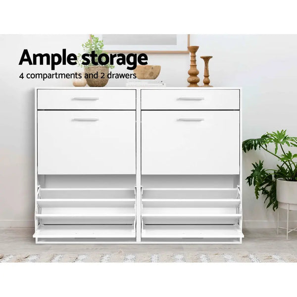 Artiss 36 Pairs Shoe Cabinet Rack Organisers Storage Shelf Drawer Cupboard White from Deals499 at Deals499