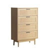 Artiss 4 Chest of Drawers Rattan Tallboy Cabinet Bedroom Clothes Storage Wood Deals499