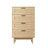 Artiss 4 Chest of Drawers Rattan Tallboy Cabinet Bedroom Clothes Storage Wood Deals499