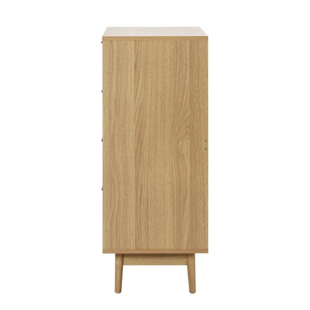 Artiss 4 Chest of Drawers Rattan Tallboy Cabinet Bedroom Clothes Storage Wood Deals499