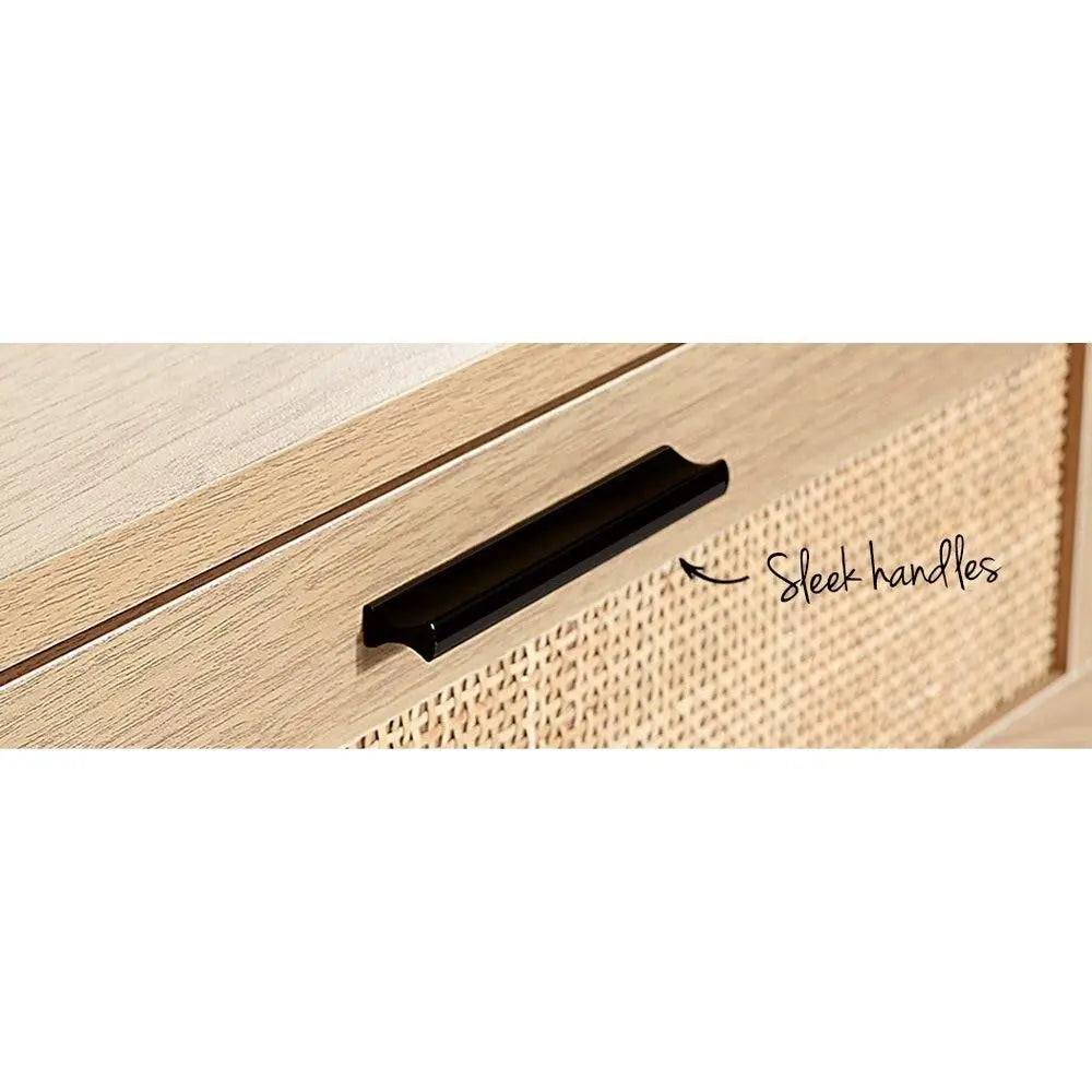Artiss 4 Chest of Drawers Rattan Tallboy Cabinet Bedroom Clothes Storage Wood Deals499