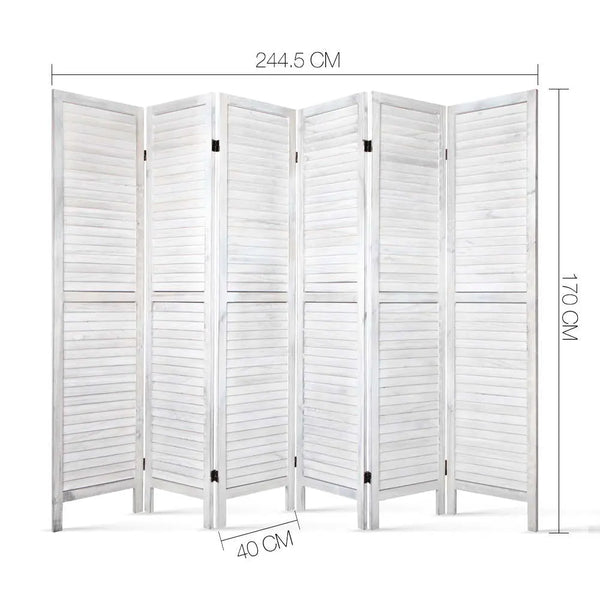 Artiss 6 Panel Room Divider Screen Privacy Wood Foldable Stand Timber White Deals499