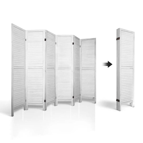 Artiss 6 Panel Room Divider Screen Privacy Wood Foldable Stand Timber White Deals499