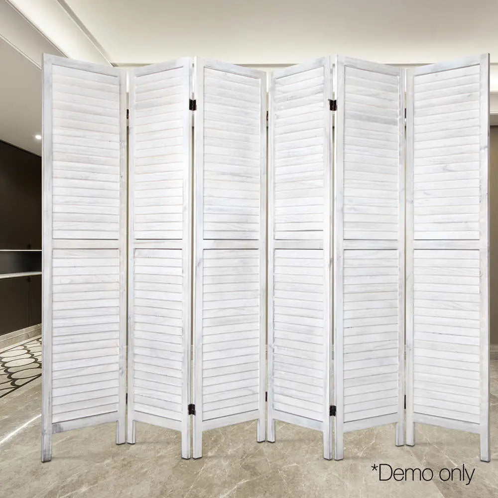Artiss 6 Panel Room Divider Screen Privacy Wood Foldable Stand Timber White Deals499