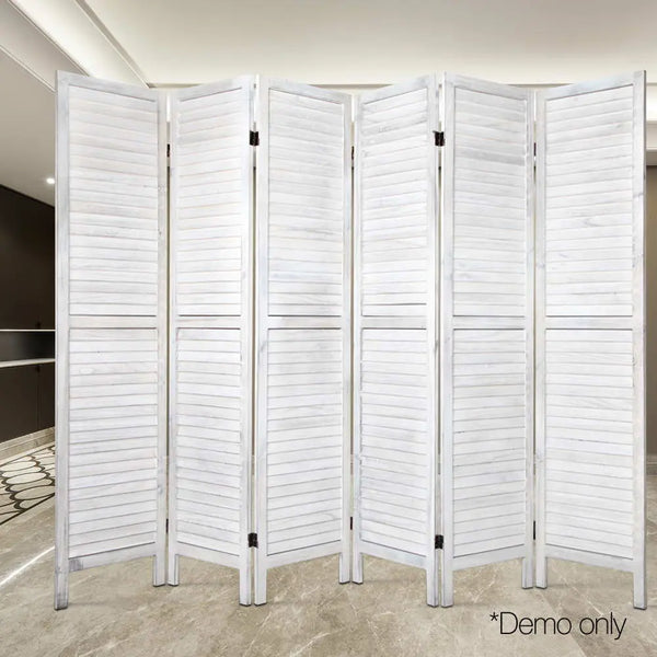 Artiss 6 Panel Room Divider Screen Privacy Wood Foldable Stand Timber White Deals499