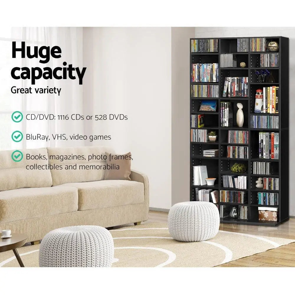 Artiss Adjustable Book Storage Shelf Rack Unit - Black Deals499