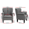 Artiss Armchair Accent Chair Retro Armchairs Lounge Accent Chair Single Sofa Linen Fabric Seat Grey Deals499