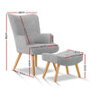 Artiss Armchair and Ottoman - Light Grey Deals499