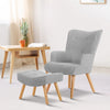 Artiss Armchair and Ottoman - Light Grey Deals499