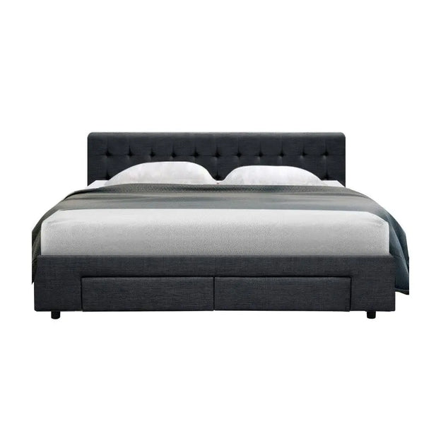 Artiss Avio Bed Frame Fabric Storage Drawers - Charcoal King Deals499