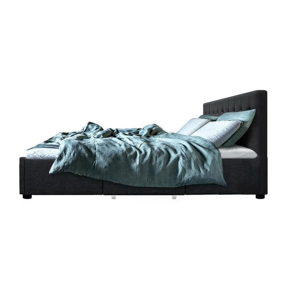 Artiss Avio Bed Frame Fabric Storage Drawers - Charcoal King Deals499