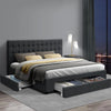Artiss Avio Bed Frame Fabric Storage Drawers - Charcoal King Deals499