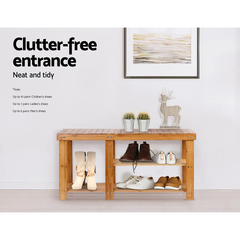 Artiss Bamboo Shoe Rack Bench Deals499