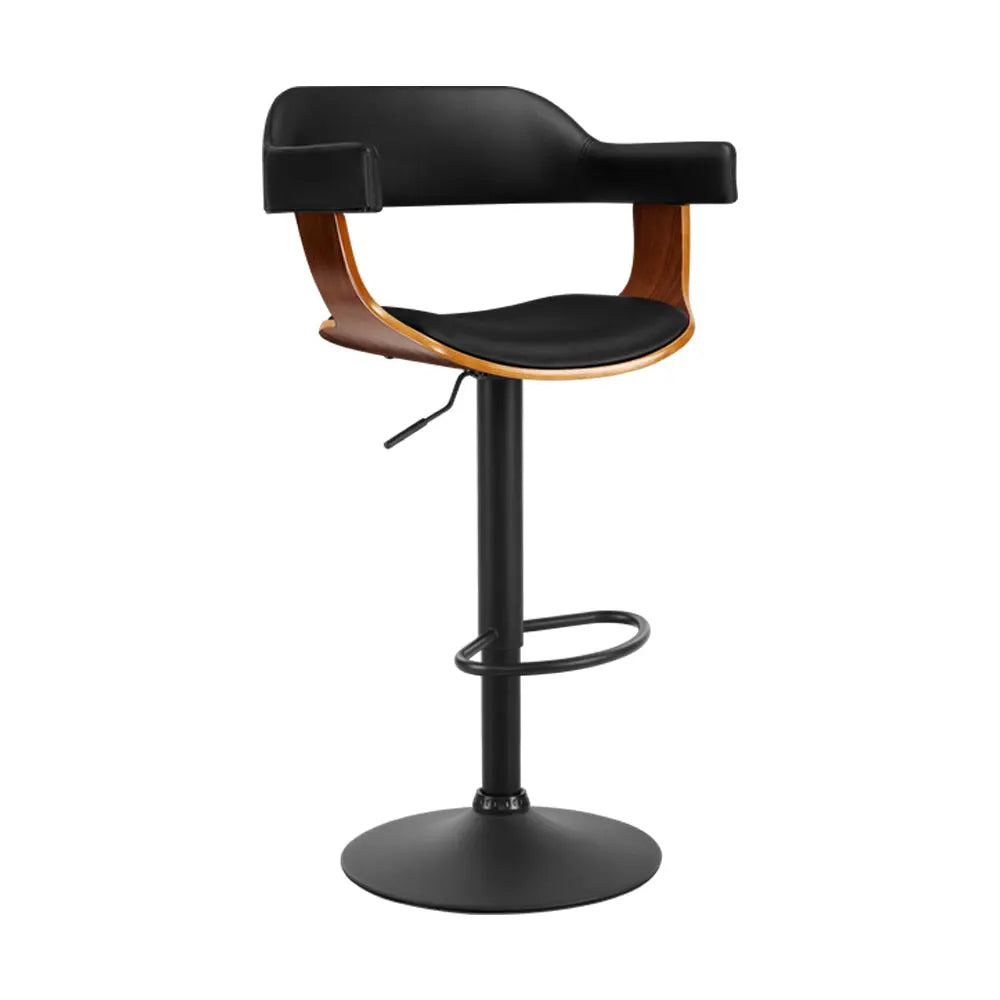 Artiss Bar Stool Curved Gas Lift PU Leather - Black and Wood Deals499