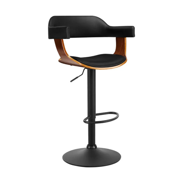 Artiss Bar Stool Curved Gas Lift PU Leather - Black and Wood Deals499