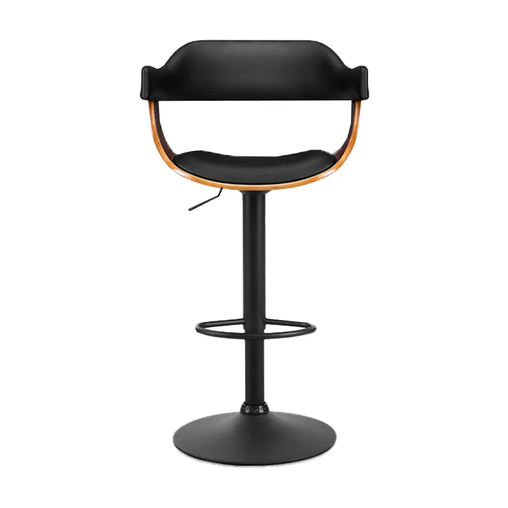 Artiss Bar Stool Curved Gas Lift PU Leather - Black and Wood Deals499