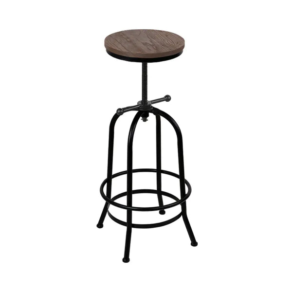 Artiss Bar Stool Industrial Round Seat Wood Metal - Black and Brown Deals499