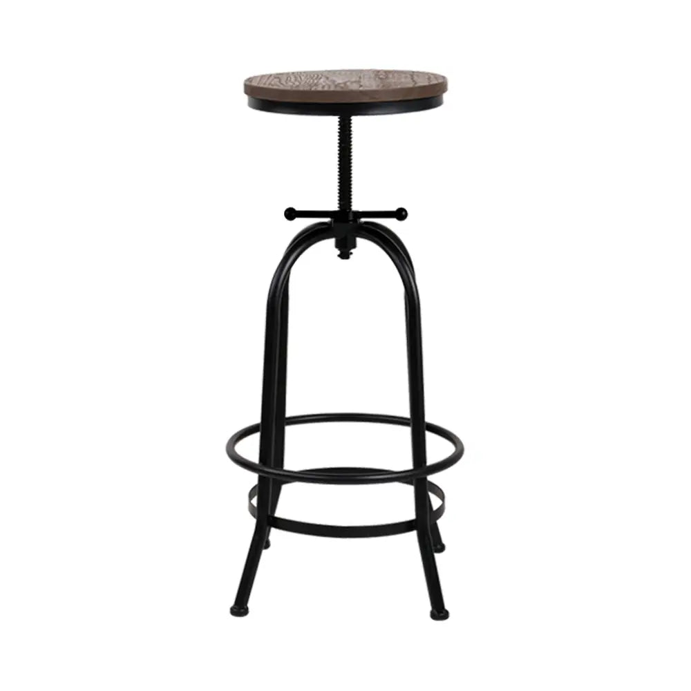 Artiss Bar Stool Industrial Round Seat Wood Metal - Black and Brown Deals499