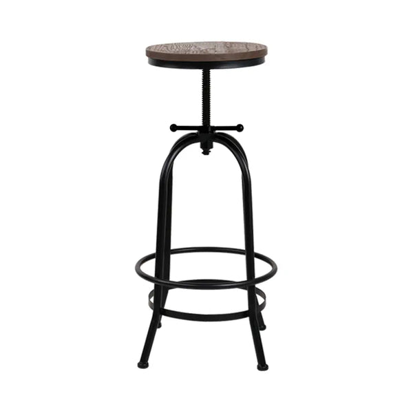 Artiss Bar Stool Industrial Round Seat Wood Metal - Black and Brown Deals499