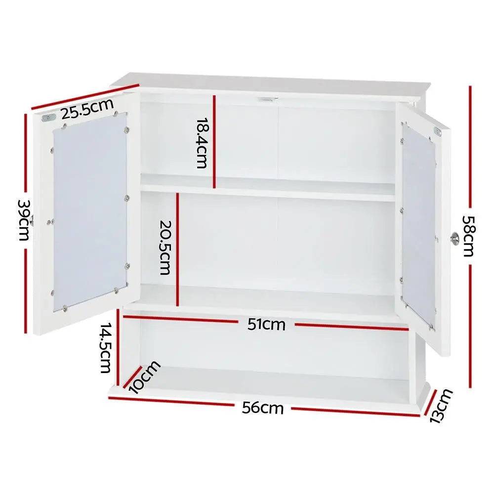 Artiss Bathroom Tallboy Storage Cabinet with Mirror - White Deals499