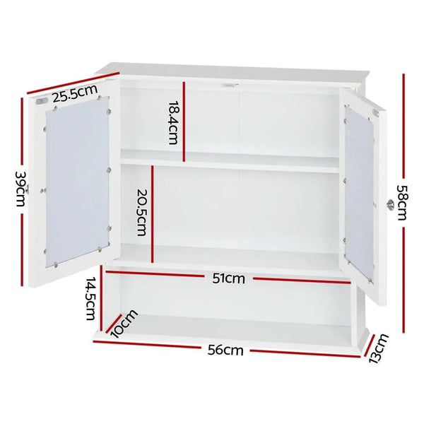 Artiss Bathroom Tallboy Storage Cabinet with Mirror - White Deals499