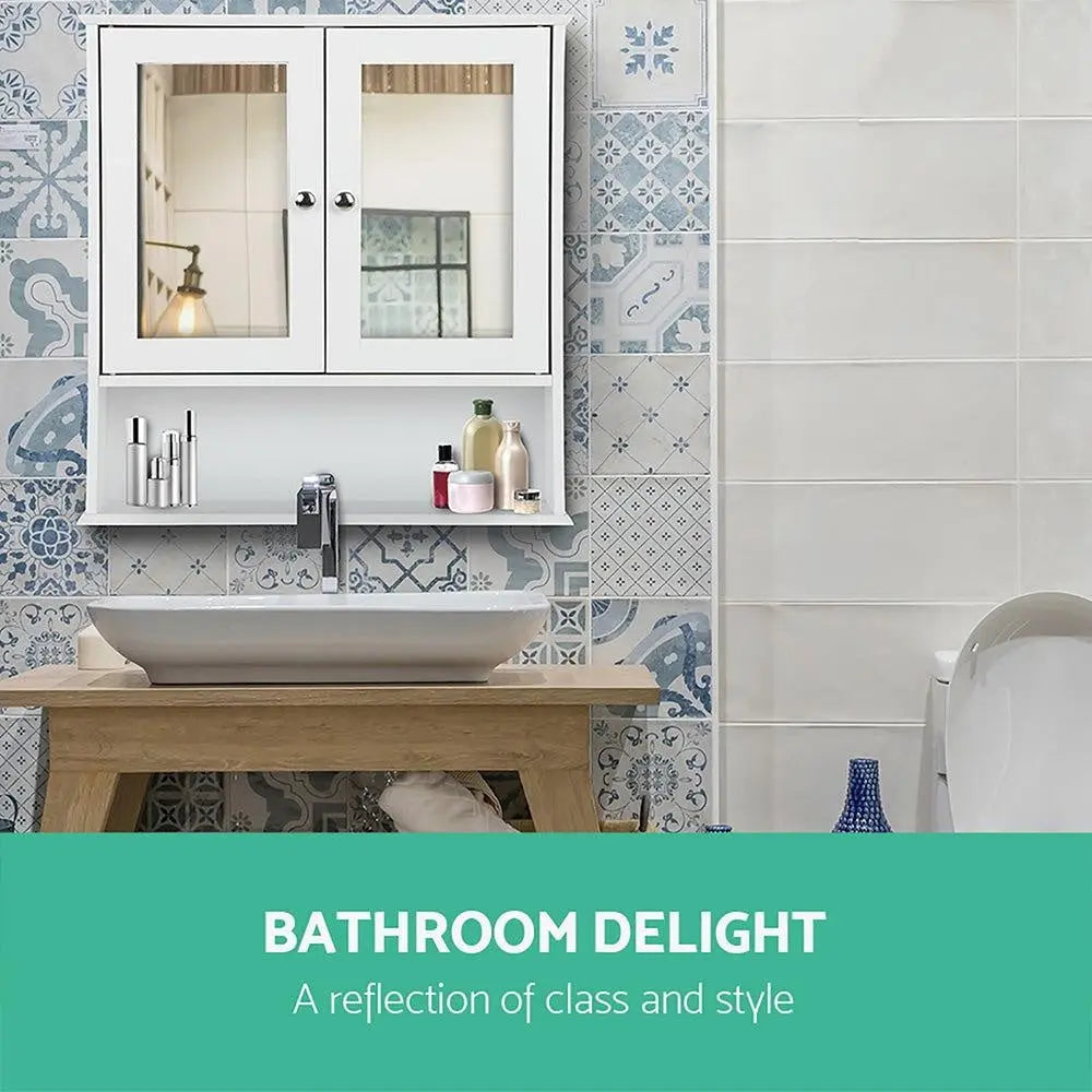 Artiss Bathroom Tallboy Storage Cabinet with Mirror - White Deals499