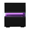 Artiss Bedside Table 2 Drawers RGB LED Side Nightstand High Gloss Cabinet Black Deals499